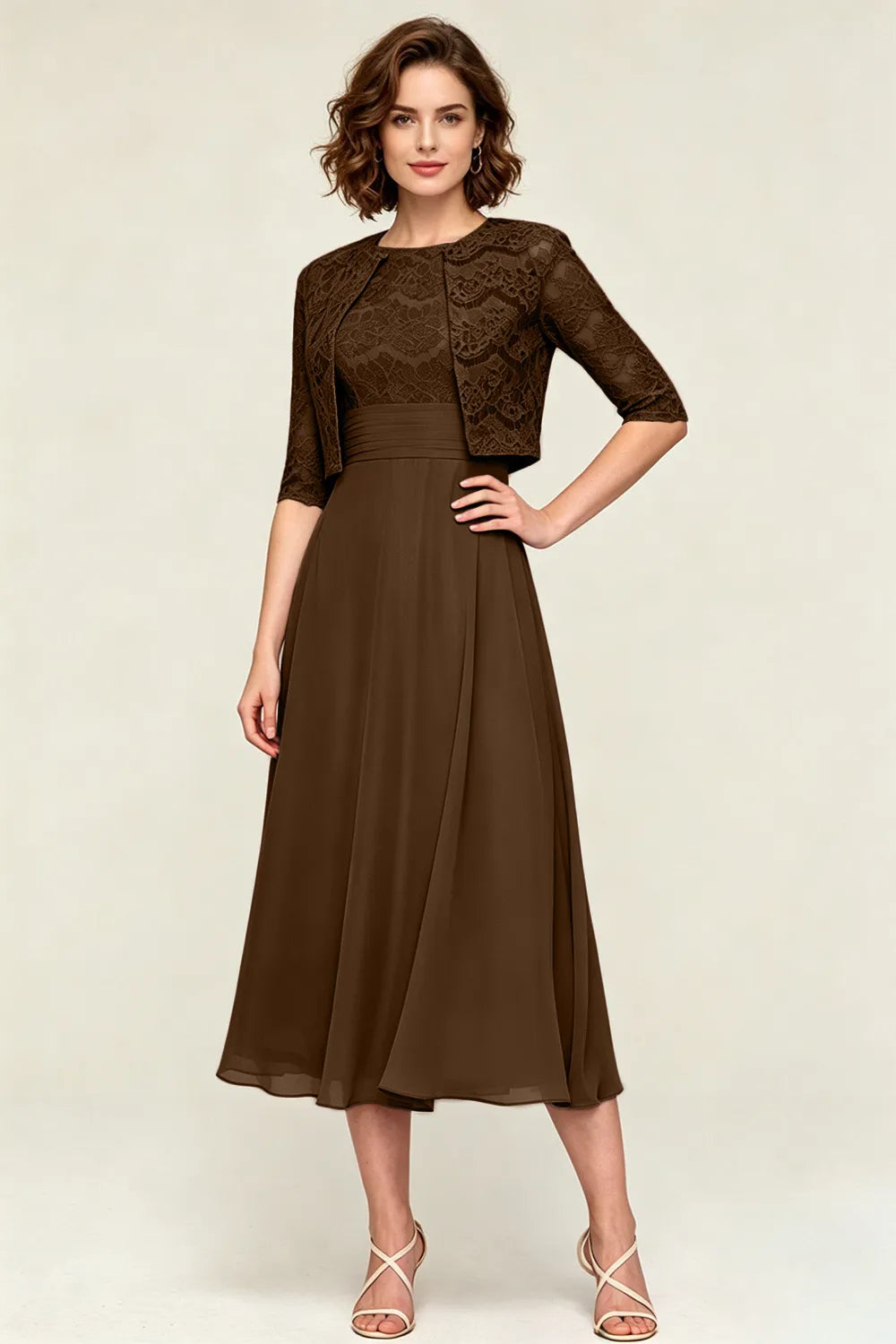 Marielle™ | Lace Jacket Midi Dress