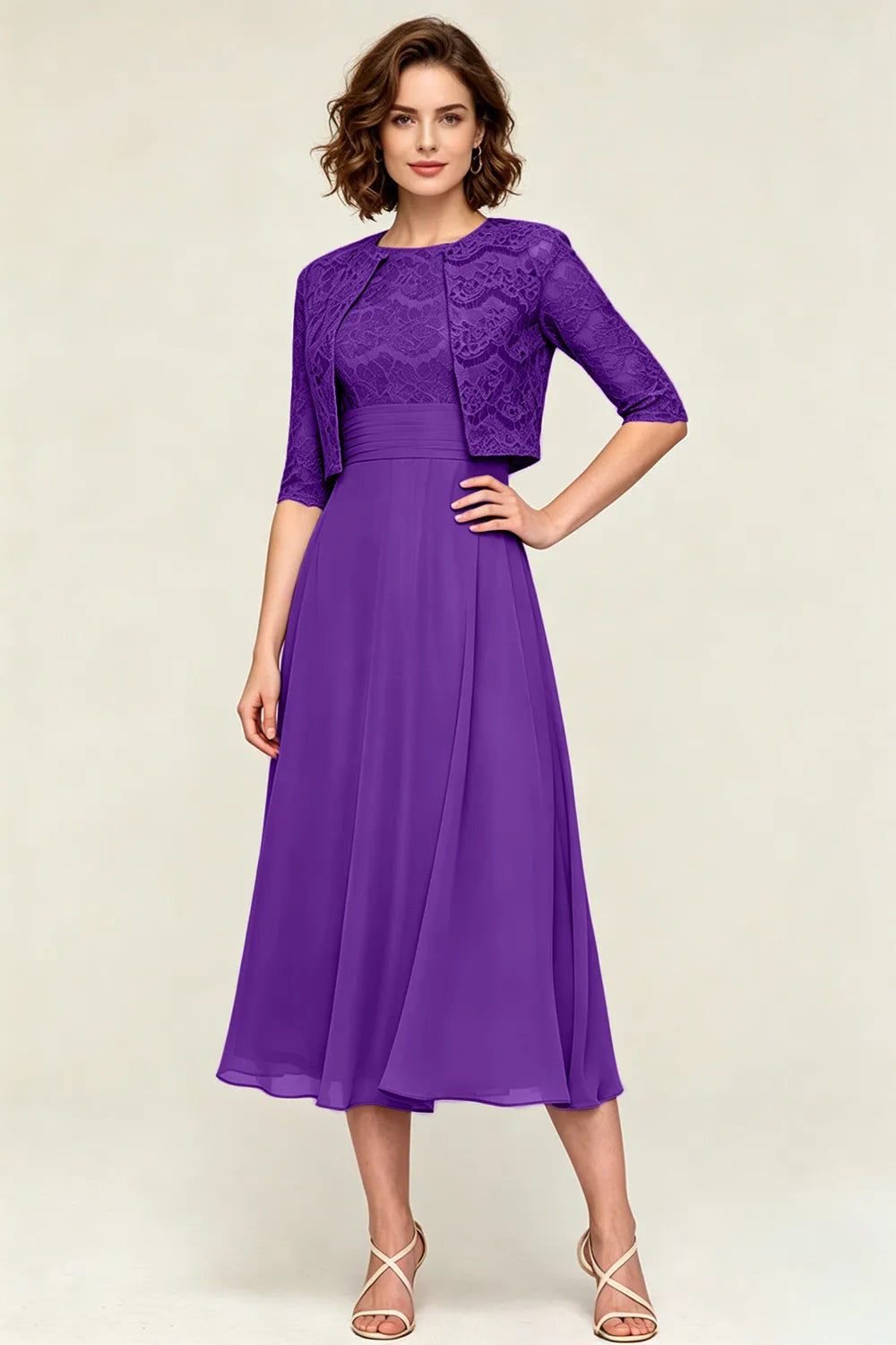 Marielle™ | Lace Jacket Midi Dress