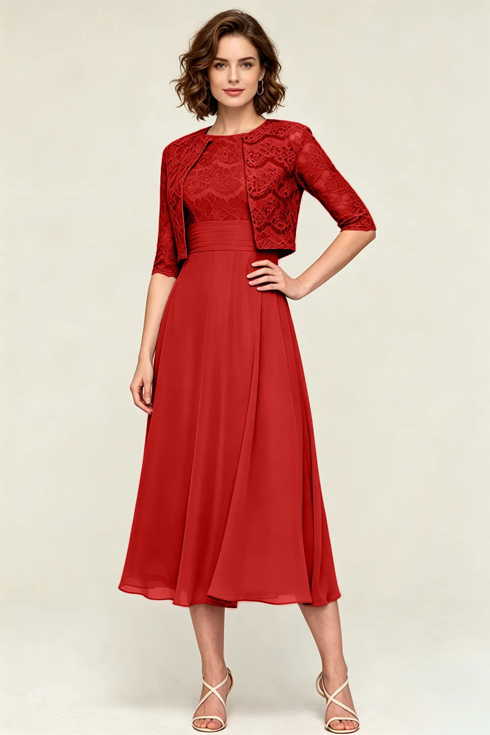 Marielle™ | Lace Jacket Midi Dress