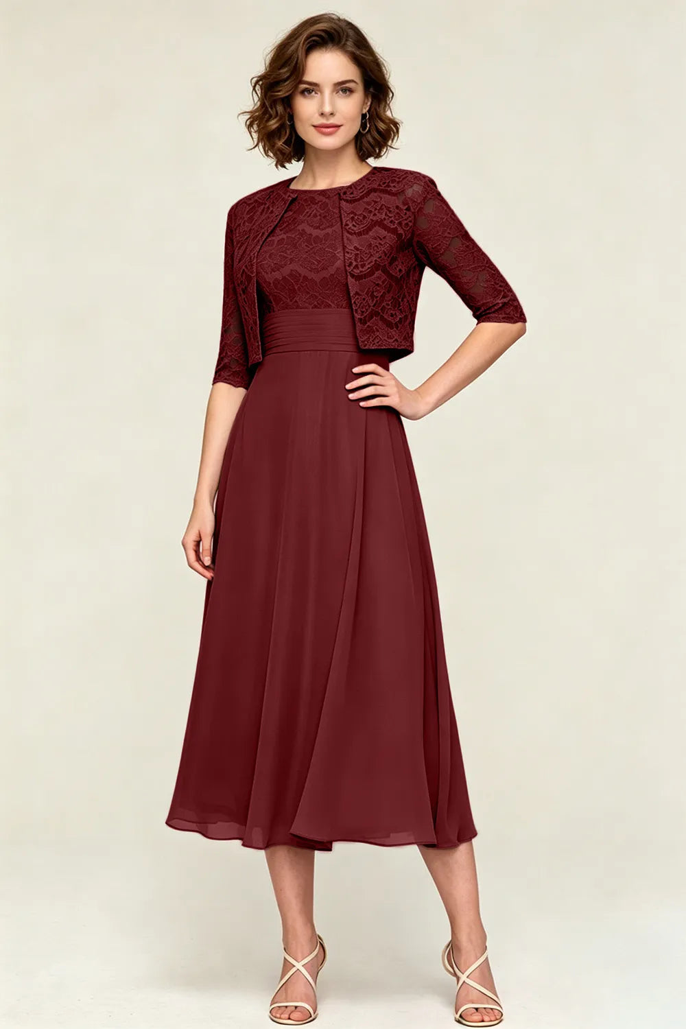 Marielle™ | Lace Jacket Midi Dress
