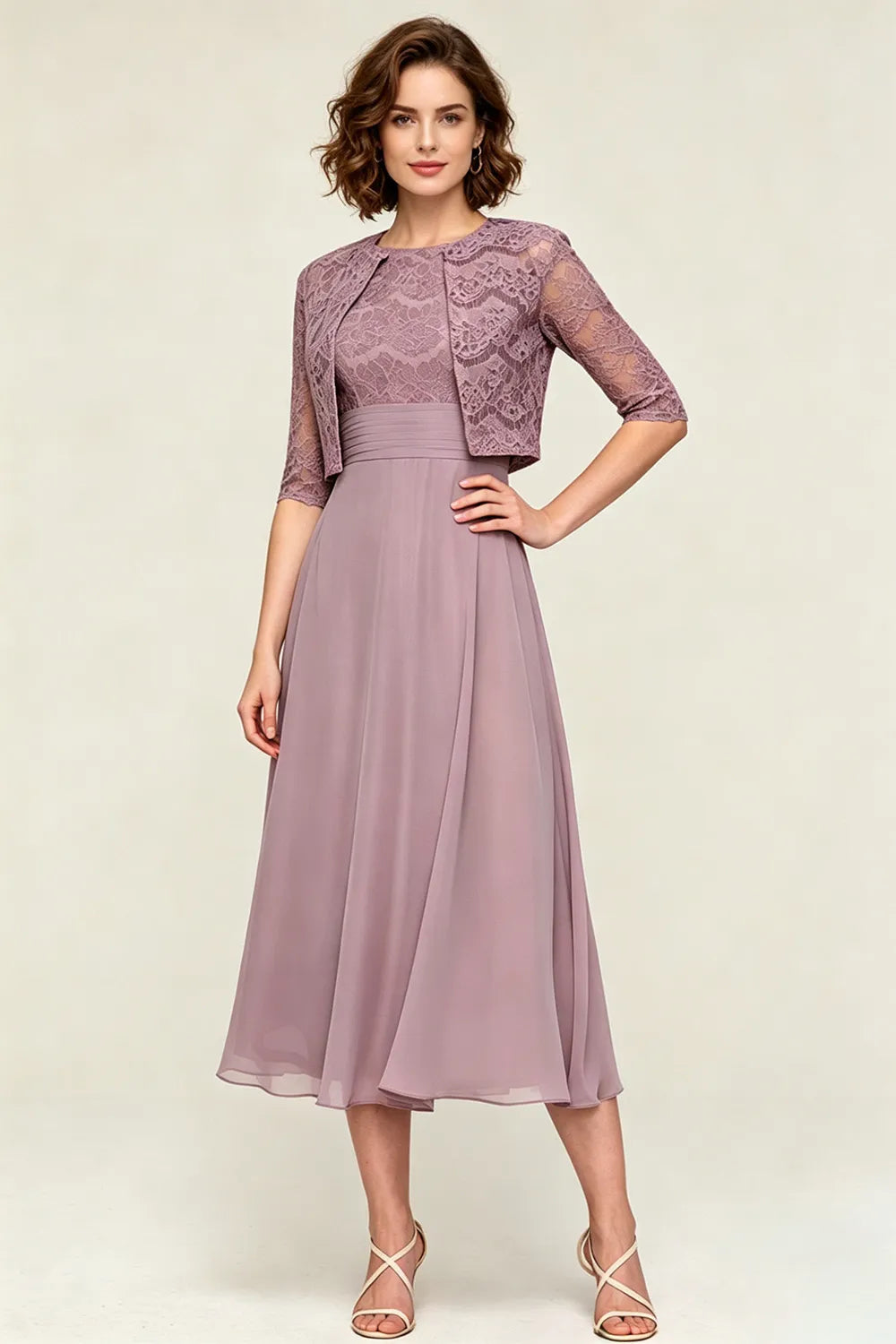 Marielle™ | Lace Jacket Midi Dress