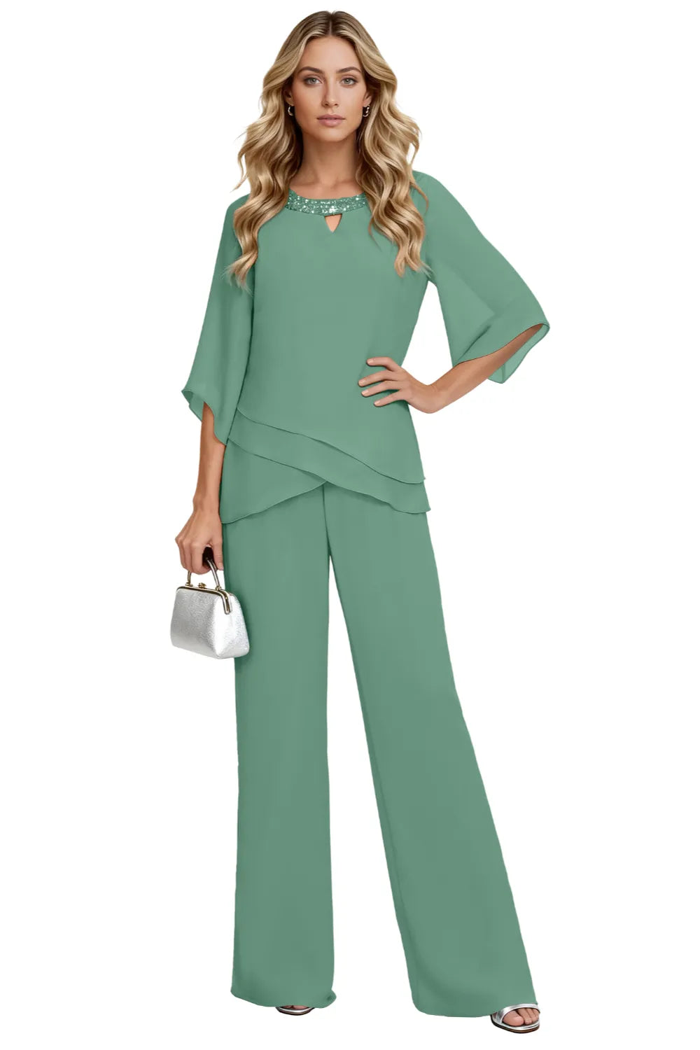 Maribel | Flowing Chiffon Formal Pant Set