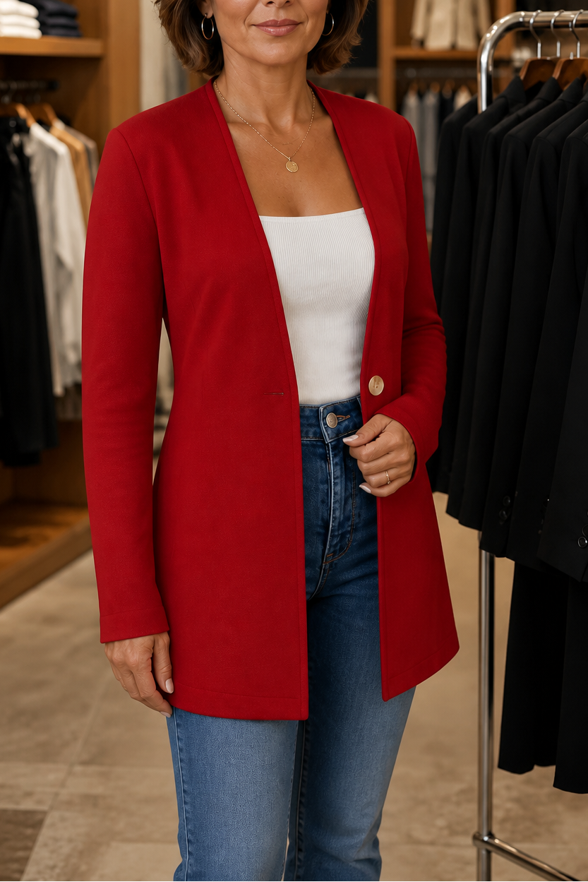 Linevalle | V-Neck Single-Button A-Line Blazer