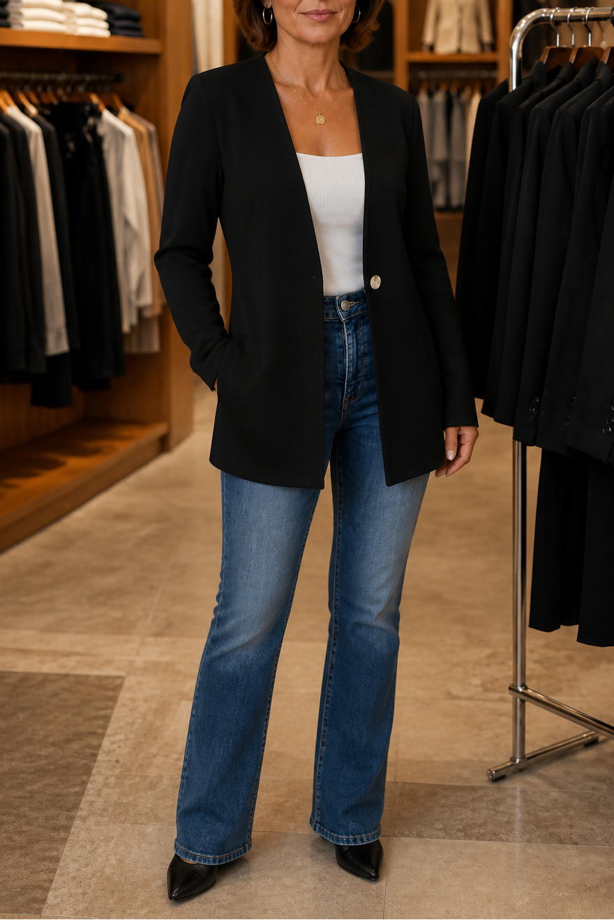 Linevalle | V-Neck Single-Button A-Line Blazer