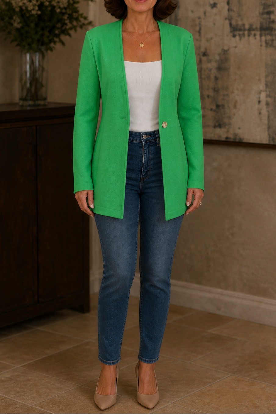 Linevalle | V-Neck Single-Button A-Line Blazer