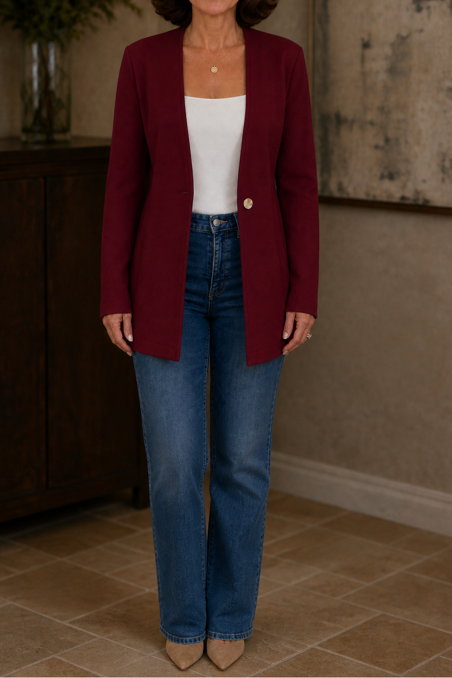 Linevalle | V-Neck Single-Button A-Line Blazer