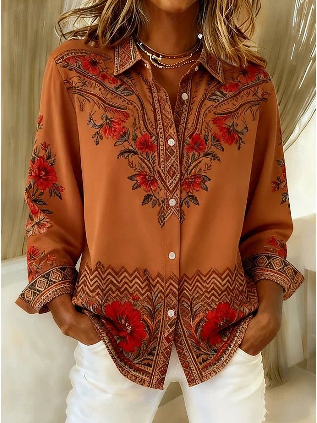 Marilee | Artistic Floral Long Sleeve Blouse