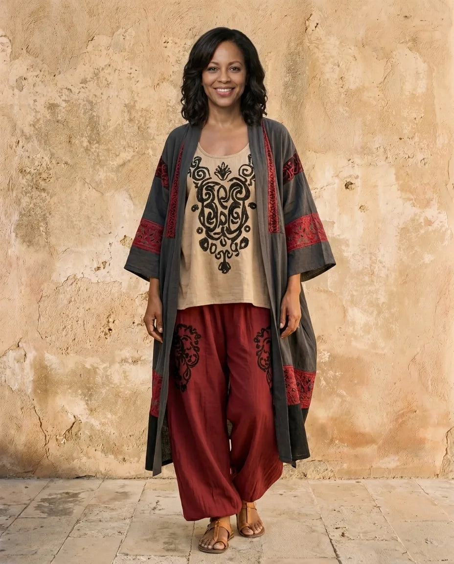 Seraphina | Printed Linen Look Three-Piece Set