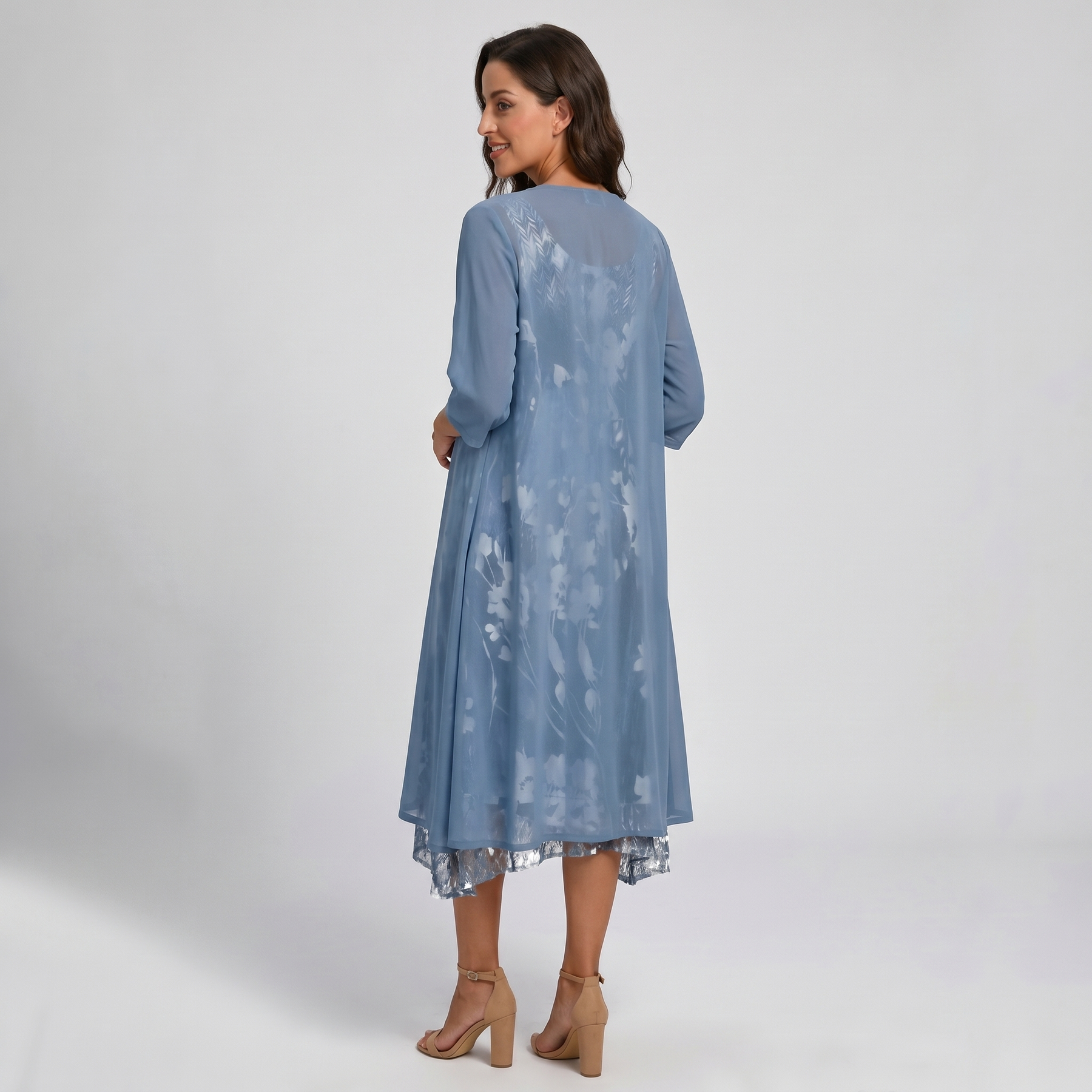 Women's Dress | Layered Open Front Midi